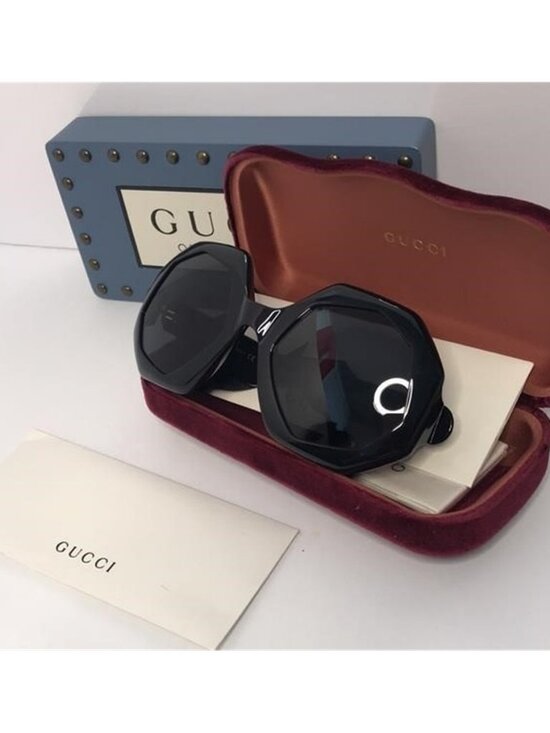 NEW GUCCI GG1242S 001 OVERSIZED ROUND WOMEN’S SUNGLASSES GUCCI GG1242S BLACK main image 2